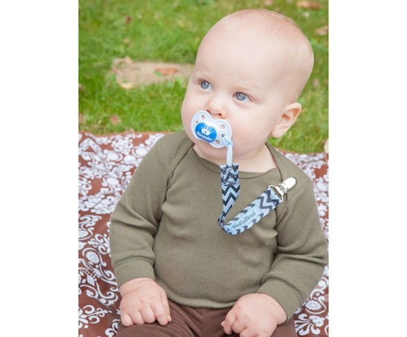 Pacigrip 2pk Pacifier Clip Blue And Black Chevron Desertcart