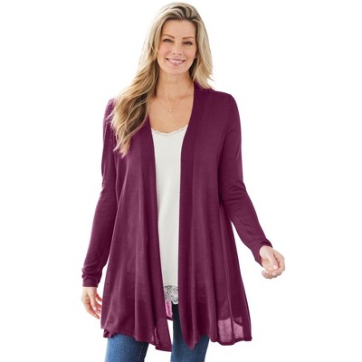 Woman Within Plus Size Lightweight Open Front Cardigan