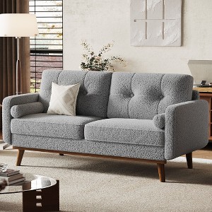 Garvee 65" Loveseat Sofa Couch, Boucle Upholstered Sofa with Wood Legs for Living Room, Bedroom, Office - 1 of 4