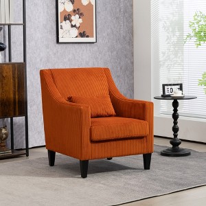 27"W Accent Chair Upholstered Arm Chair Padding Lounge with Pillow and Scooped Arms, Corduroy-ModernLuxe - 1 of 4