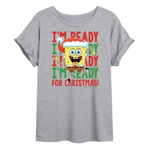 Women's - SpongeBob SquarePants - I'm Ready For Christmas Oversized Graphic T-Shirt - 1 of 4