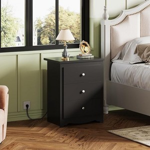 GALAXHERO Tall Nightstand with Charging Station, Wood Nightstand with 3 Drawers, End Table for Bedroom and Dorm, with 2 USB Ports and 2 AC Outlets - 1 of 1