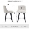 Swivel Bar Stools Set of 2,Modern Wood Counter Height Stools With White Linen Upholstery And Button Tufted Back,Bar Stools For Kitchen-Cuddlewood - 4 of 4