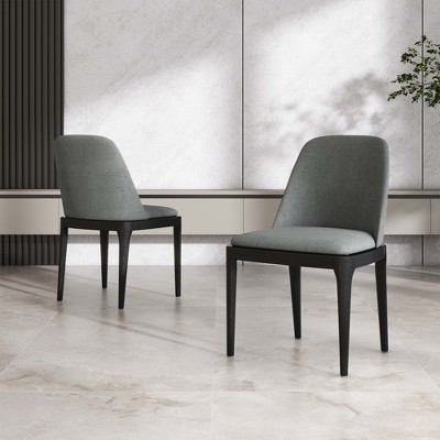 POVISON Contemporary Linen Square Dining Chairs Set of 2, Gray Side Chairs, Fully Assembled