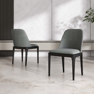 POVISON Contemporary Linen Square Dining Chairs Set of 2, Gray Side Chairs, Fully Assembled - 1 of 4