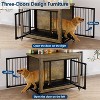 38.6" Rustic Wood Dog Crate with 3 doors, wheels & removable tray. Heavy-duty furniture kennel for small/medium dogs. - 4 of 4