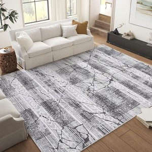 Area Rug, Home Decor Machine Washable Marble Distressed Rug - Boho Farmhouse Non-Slip Ultra Thin  Accent Carpet for Living Room Bedroom Dining Room - 1 of 4