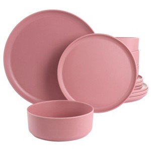 Gibson Home Canyon Crest 12 Piece Round Melamine Dinnerware Set in Pink - 1 of 4