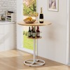 VECELO Round Bar Table Counter Height Table with Wine Rack Oak - 4 of 4