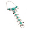Unique Bargains Women Ladies Ring Bracelet Turquoise Green Beads Chain Silver Tone - 2 of 4