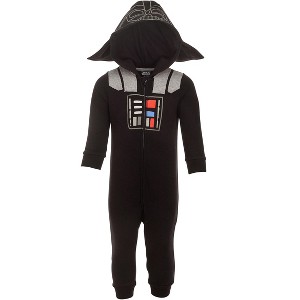 Star Wars Darth Vader Baby Fleece Zip Up Cosplay Costume Coverall Newborn to Infant - 1 of 4