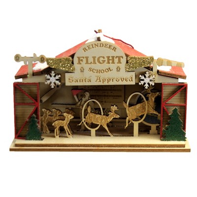 Ginger Cottages 3.25" Reindeer Flight School Santa Training Ornament  -  Tree Ornaments