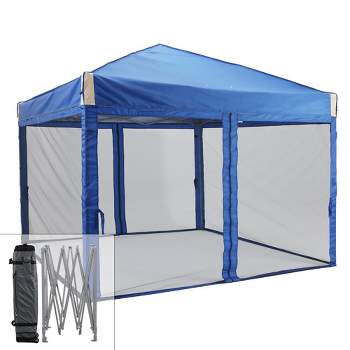 Aoodor 10' x 10' Pop Up Canopy Tent with Removable Mesh Sidewalls, Portable Instant Shade Canopy with Roller Bag