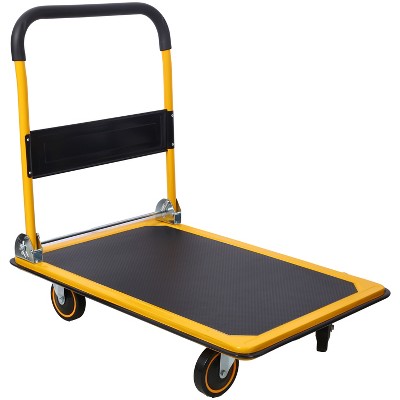 Vynxaria Foldable Platform Truck Push Dolly 330 lb. Weight Capacity Black and Yellow