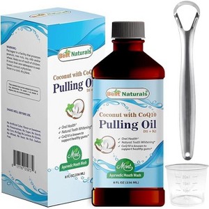 Best Naturals Coconut Pulling Oil with Vitamin D3, E, K2 & COQ10-8 Fl OZ - Made with Essential Oils in The USA - 1 of 4