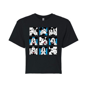 Women's - Disney - Mickey Grid Cropped Graphic T-Shirt - 1 of 4