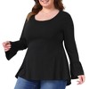 Women's Plus Size Long Bell Sleeve High Low Hem Crew Neck Casual Flared Tunic Blouse - Agnes Orinda - 2 of 4