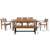 VisioGear 7 Pieces Outdoor Wood Dining Set with Removable Cushions, Ergonomic Chairs And Bench, Thicker Table, Natural, 78.7"*36"*29.5" - 3 of 4