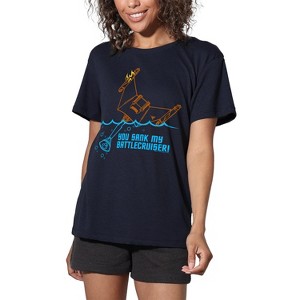 Women's Star Trek Battlecruiser Loose T-Shirt Navy - 1 of 4