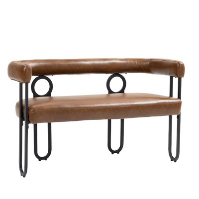 NicBex 46.46 Inch Small Loveseat Sofa Modern Upholstered Chenille Fabric 2 Seater Couch with Metal Legs for Living Room,Apartment