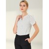 INSPIRE CHIC Women's Polka Dots Print V Neck Short Sleeve Elegant Work Office Tops - 2 of 4