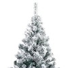 vidaXL Artificial Christmas Tree with Flocked Snow Green 7 ft PVC - 3 of 4