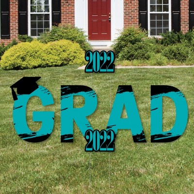 Big Dot of Happiness Teal Grad - Best is Yet to Come - Yard Sign Outdoor Lawn Decorations - Turquoise 2022 Graduation Party Yard Signs - Grad