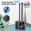 HAMITOR Toilet Plunger and Brush Set: 2 in 1 Stainless Steel Combo with Curved Bristles - Heavy Duty Toilet Unclogging for Family Bathroom - 3 of 4