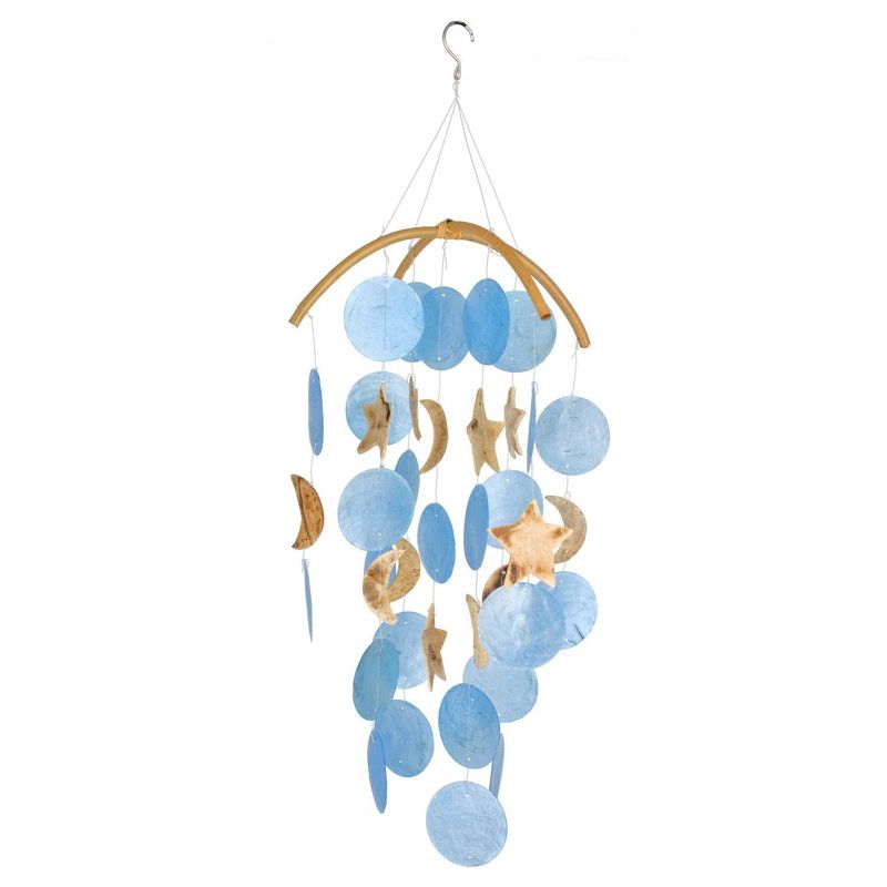 Woodstock Windchimes Moon & Stars Capiz Chime, Wind Chimes For Outside, Wind Chimes For Garden, Patio, and Outdoor Décor, 19"L, 1 of 6