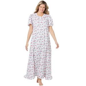 Dreams & Co. Petite Long Floral Print Cotton Gown - 1 of 4