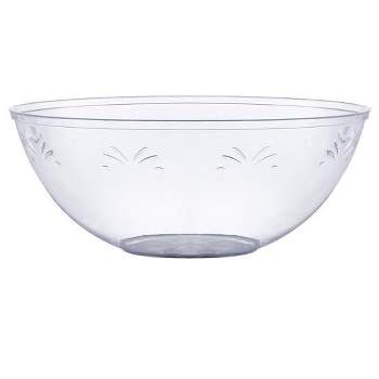 Crown Display 4 Pack Clear Disposable Round Salad Bowls Serving Bowl with Leaf indentation