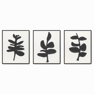 (Set of 3) 16" x 20" Abstract Floral Parchment Textured Framed Canvas Set - Tyler & Finn: Modern Botanical Wall Art, Polystyrene Frame - 1 of 4