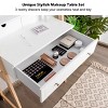 Tangkula Vanity Mirror Beauty Dressing Table Set w/ Cushioned Seat Modern White - 4 of 4