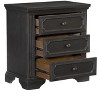 Gulches  Rustic Traditional Nightstand with 3 Dovetail Drawers, Ball Bearing Glides, Light Bronze Knobs Charcoal Wire-Brushed Finish - 3 of 4