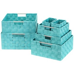 Sorbus 7-Piece Double Woven Basket Bin Set - 1 of 4