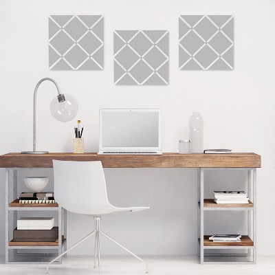Gray and White Fabric Trellis Memo Board, 13" x 13"