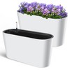 ODK 2 Pack Tall Oval Planter Box with Wheels Modern Flower Pots with Water Level & Removable Insert Bucket for Outdoor Patio, Garden, Window - 2 of 4
