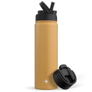 JoyJolt Stainless Steel Water Bottle with Flip Lid & Sport Straw Lid - 22 oz Hot/Cold Vacuum Insulated Stainless Steel Water Bottle - 1 of 4