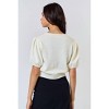 Women's Carolina Bow Front V-Neck Puff Short-Sleeve Top - lalavon - 2 of 4