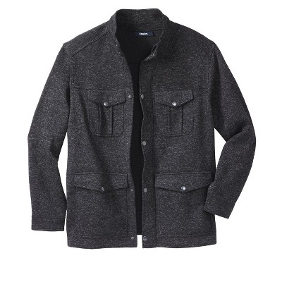 KingSize Men's Big & Tall Sweater Fleece Multi-Pocket Jacket