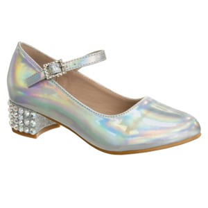 Badgley Mischka Girls Dress Heel Sandals. (Little Kids/ Big Kids). - Silver Holographic, 12 - 1 of 4