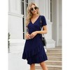 Midi Dress for Women Summer Short Sleeve Business V Neck A-Line Flowy Ruffle Elegant Wedding Guest Midi Dresses - 4 of 4