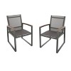 VYNXARIA Mid-Century Modern Patio Dining Chairs - Set of 2, Rust-Proof Aluminum Frame with Faux-Wood Arms and Mesh Seat for Outdoor Use,Gray - 3 of 4