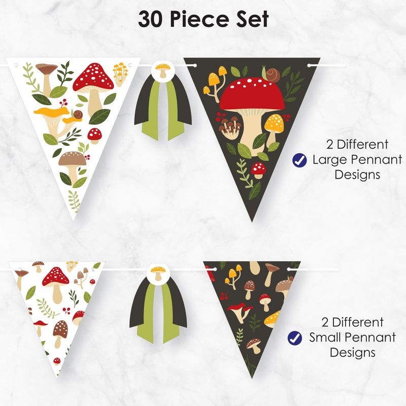 Big Dot of Happiness Wild Mushrooms - DIY Red Toadstool Party Pennant Garland Decoration - Triangle Banner - 30 Pieces, 5 of 9