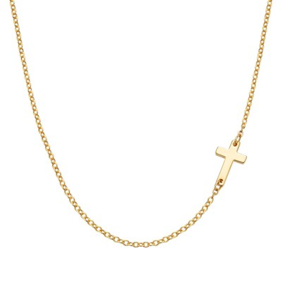 Turandoss Dainty Gold Cross Necklaces for Women Trendy, Sideway Choker Necklace, Gold Jewelry for Women, Birthday Gifts for Her, 14+2.5In Gold