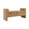 Gulches Modern Coffee Teddy Fabric Bed End Bench with Arms & Storage - Upholstered Large Foot Rest, Comfy Vanity Bench - 4 of 4