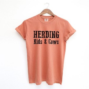 Simply Sage Market Women's Herding Kids and Cows Short Sleeve Garment Dyed Tee - 1 of 4