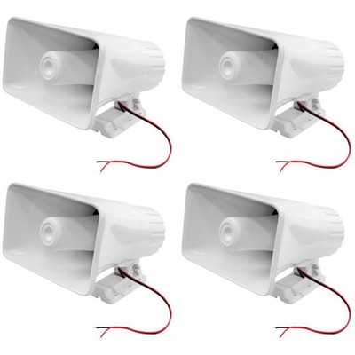 4) Pyle PHSP5 8" 65W 8-Ohm Indoor & Outdoor PA Horn Speaker 65 Watts, White