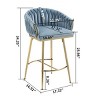26" Velvet Barrel Back Counter Bar Stool with Hand-Wave Back,Gold Base & Footrest for Kitchen Island or Vanity-Baofuwish - 4 of 4