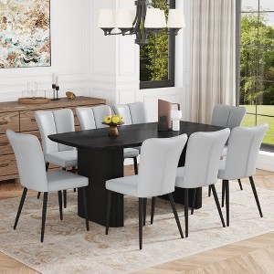9-Piece Dining Set with MDF Table and 8 PU Chairs - 1 of 4